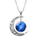 Glass Galaxy Silver Chain Moon Necklace