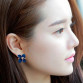 Elegant Noble blue flower gold plated rhinestone earrings 