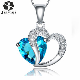 2017 New Zircon Crystal Silver color Jewelry Fashion Necklace For Women Best Friend Love Heart Long Chain Necklace Fine Jewelry