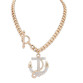 Anchor Cross Crystal Gold Plated Necklace
