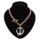 Anchor Cross Crystal Gold Plated Necklace