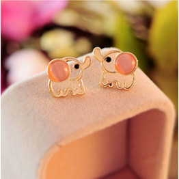  Cute Baby Elephant Opal stud earrings