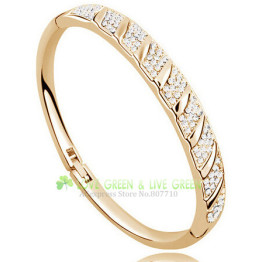 Quality 18 K Gold Plated Rhinestone Cuff Bracelet 