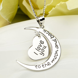 100%  Pure 925 Sterling Silver I Love You to The Moon abd Back Necklace
