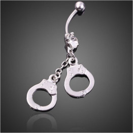 Handcuffs Crystal Belly Button Ring 