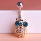 Crystal Owl Belly Button Ring