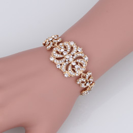 New Arrival Crystal Gold Plated Bracelet&Earring Set