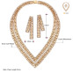Rose Gold Plated Rhinestone Jewelry Set Multi-Layer Necklace And Earrings 