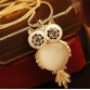 18 K Gold Plated Crystal Owl Necklace 