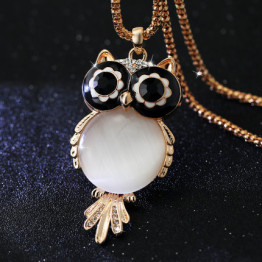 18 K Gold Plated Crystal Owl Necklace 