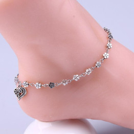 Silver Bead Chain Ankle Bracelet