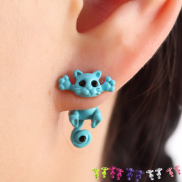 Colorful Cute Kitten Stud Earrings 