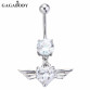 Silver Gold Rhinestone Heart Angel Belly Button Ring