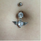 Silver Gold Rhinestone Heart Angel Belly Button Ring