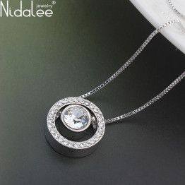  Round Pendant Gold Plated  Crystal Necklace 