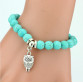 Turquoise Beads and Owl  Bracelet 