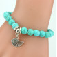 Vintage Charms Turquoise Beads Owl Elephant Bird Pendant Bracelet Fashion Hand Cross Bracelets Women Fine Jewelry Pulseras  F00732516845223