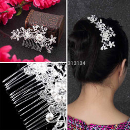 Simulated-Pearl and Crystal Hair Clip