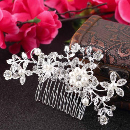 Simulated-Pearl and Crystal Hair Clip