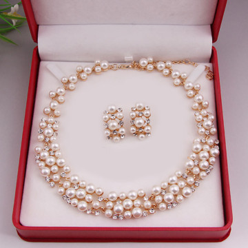 Imitation Pearl Gold Plated  Simple Elegant Bridal Jewelry Set