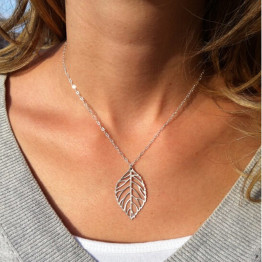  New Gold And Sliver Two Leaf Necklace 
