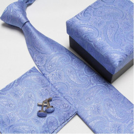 High Fashion Quality Neck Tie Set:  Silk Necktie, Cuff-links, Hankies